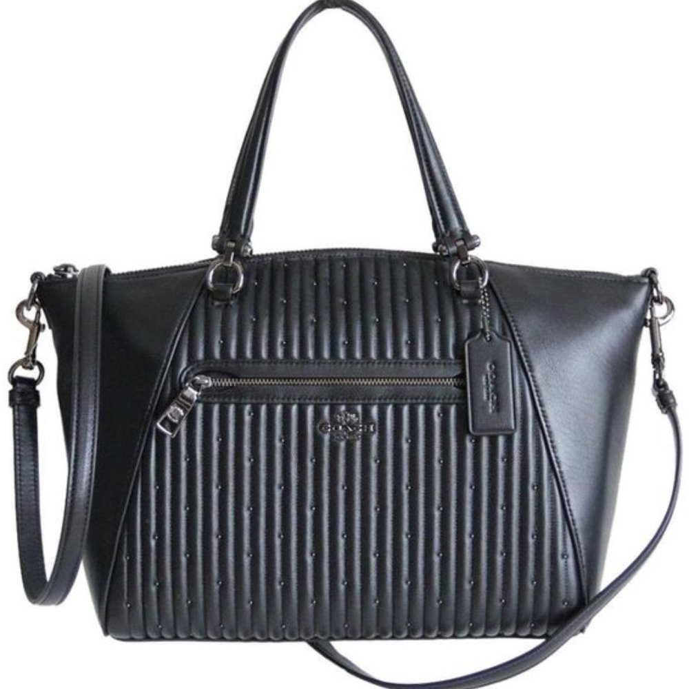 Coach Prairie Quilted Studded Satchel Leather Tote